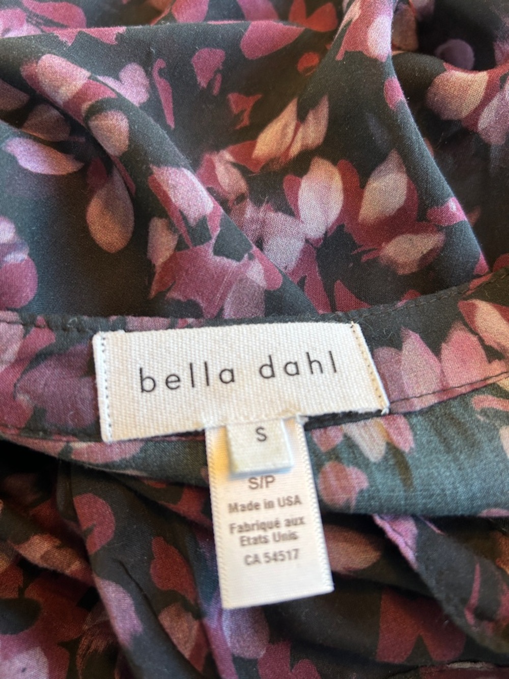 Bella Dahl Ruffle Hem Shirt Dres Purple Black Floral - Picture 6 of 9